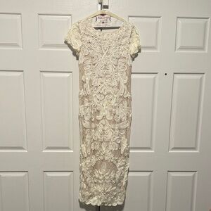 Ivory Embroidered Midi Dress